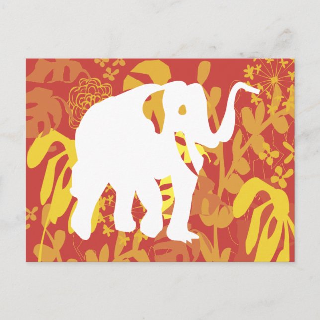 Elephant Floral Safari Jungle Postcard (Front)