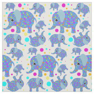 Elephant flower polka dot colourful nursery kids fabric