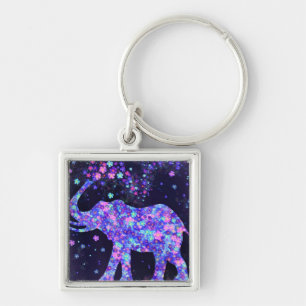 Elephant Flowers - Add Your Picture / Text / Name Key Ring