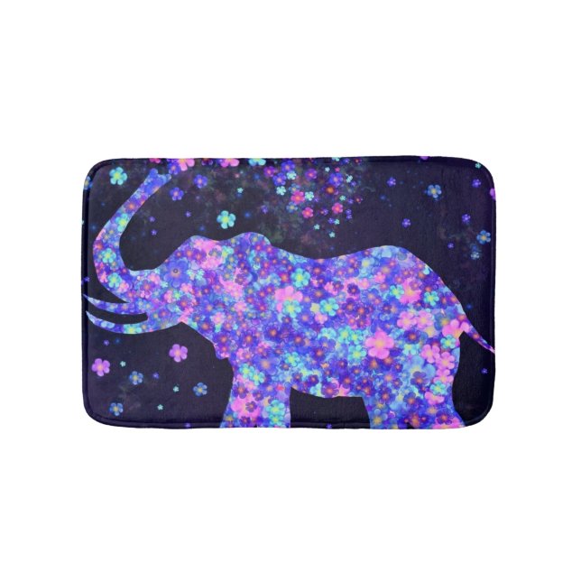 Elephant Flowers Bath Mats (Front)