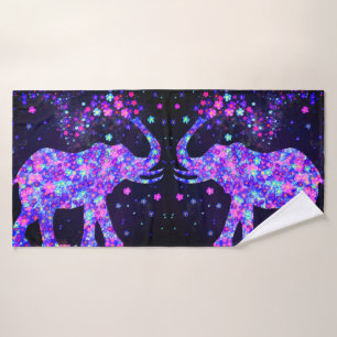 Elephant Flowers Bath Towels