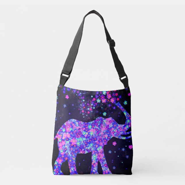 Elephant Flowers Crossbody Bag (Front)