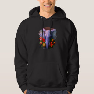 Elephant Flowers Cute Painting Flower Elephant 1 Hoodie