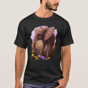 Elephant Flowers Cute Painting Flower Elephant 5 T-Shirt