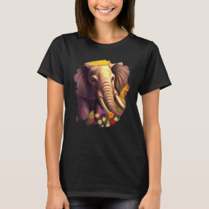 Elephant Flowers Cute Painting Flower Elephant T-Shirt