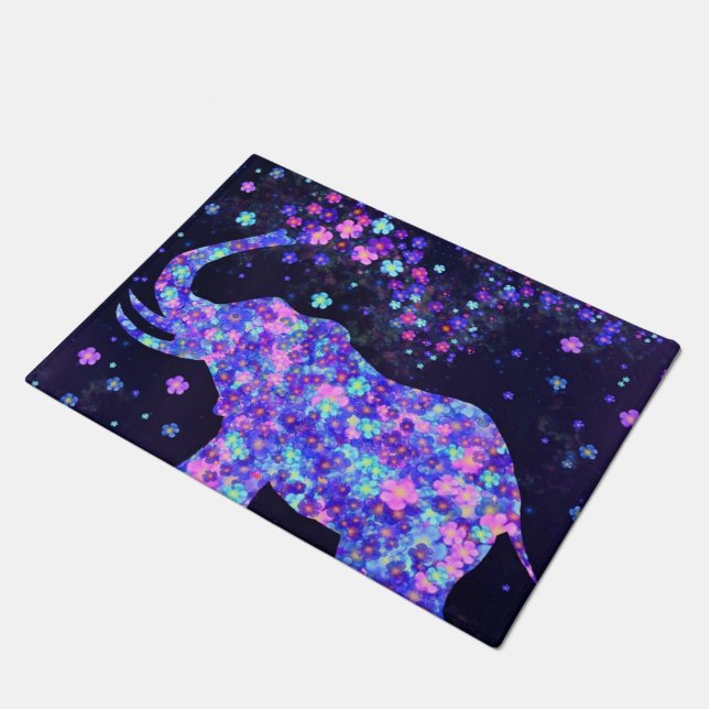 Elephant Flowers Doormat Spring (Angled)
