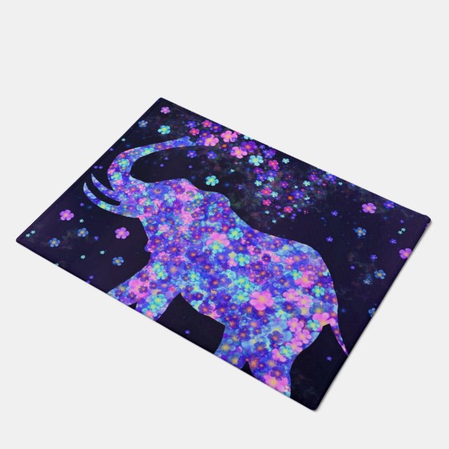 Elephant Flowers Doormat Spring Joy (Angled)