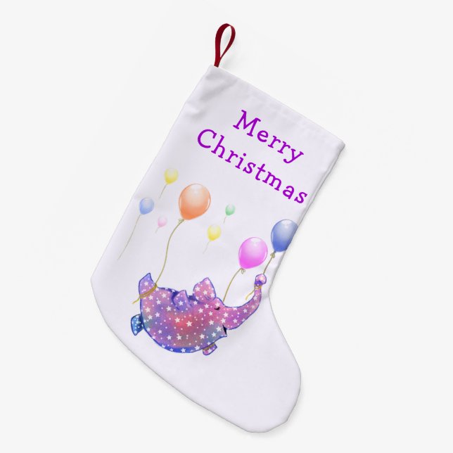 Elephant Flying Funny Christmas Stocking (Front (Hanging))