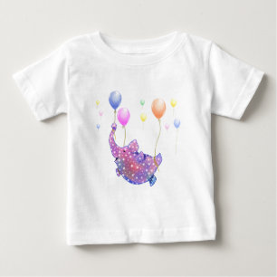Elephant Flying with Balloons Funny Baby T-Shirt