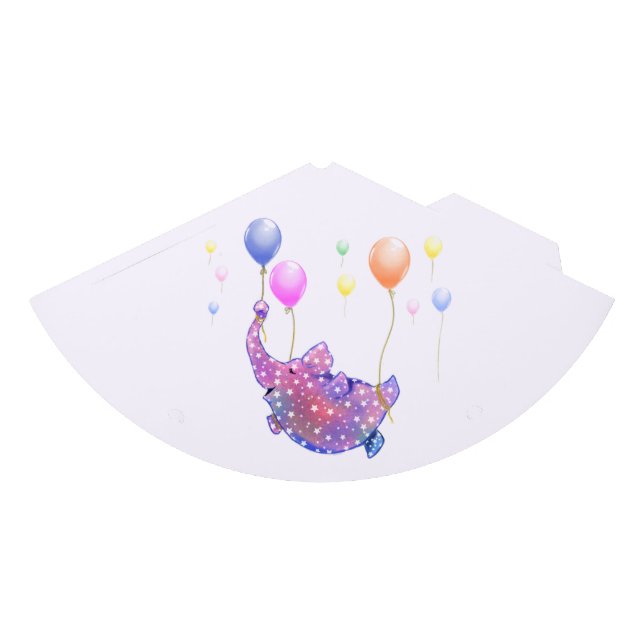Elephant Flying with Balloons Party Hat - Fun (Front)