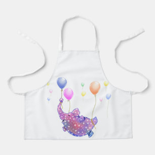 Elephant Flying with Colourful Balloons Funny Apro Apron