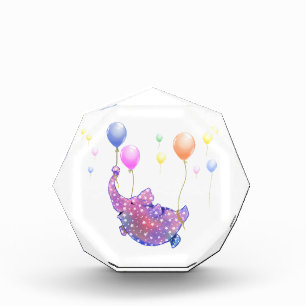 Elephant Flying with Colourful Balloons Photo Bloc Block