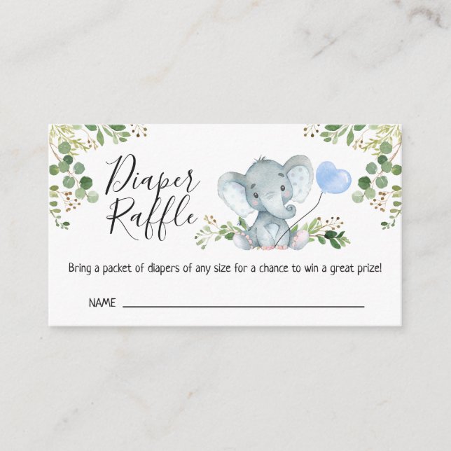 Elephant Foliage Baby Shower Diaper Raffle  Enclosure Card (Front)