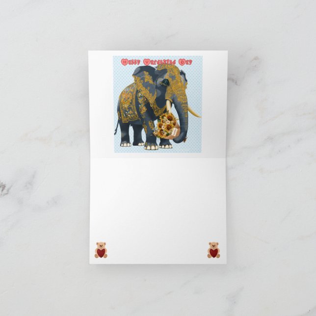 Elephant for Valentine day. Thank You Card (Inside)
