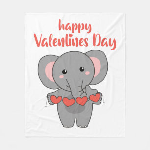 Elephant For Valentine's Day Cute Animals With Fleece Blanket