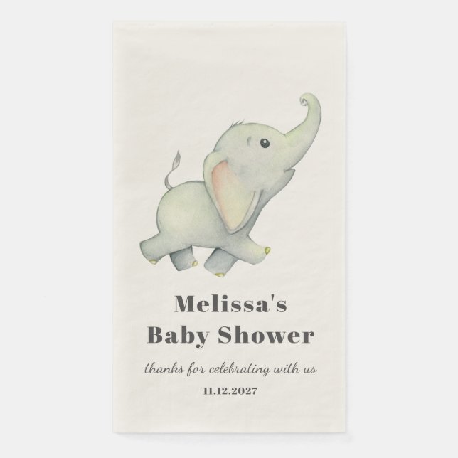 Elephant Forest Animal Gender Neutral Baby Shower Napkin (Front)