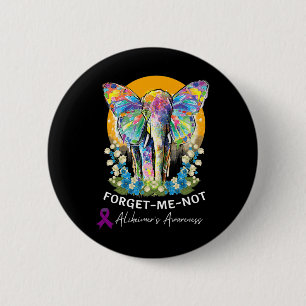 Elephant Forget-me-not Heimer’s Awareness  6 Cm Round Badge