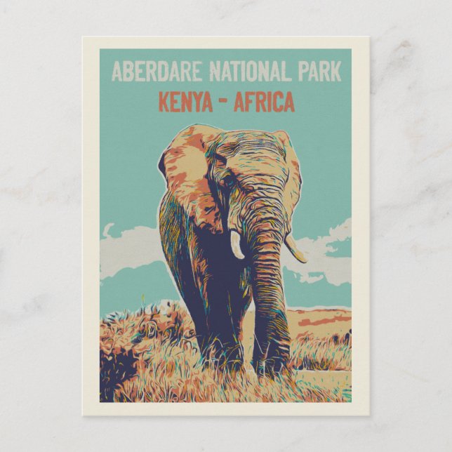 Elephant from Kenya, Aberdare National Park Postcard (Front)