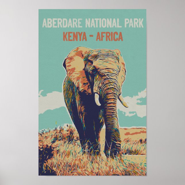 Elephant from Kenya, Aberdare National Park Poster (Front)