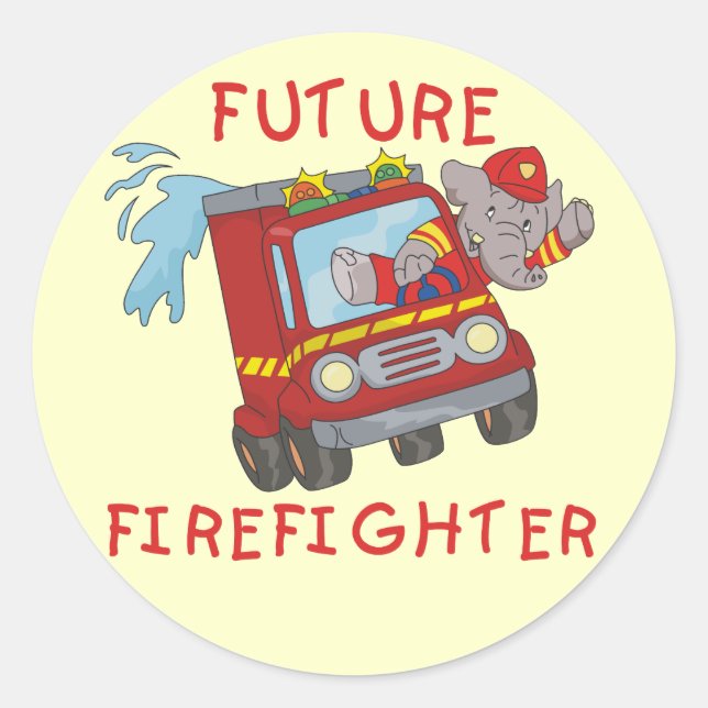 Elephant Future Firefighter Tshirts and Gifts Classic Round Sticker (Front)