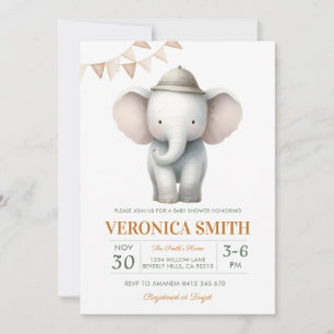 Elephant Gender Neutral Baby Shower  Invitation