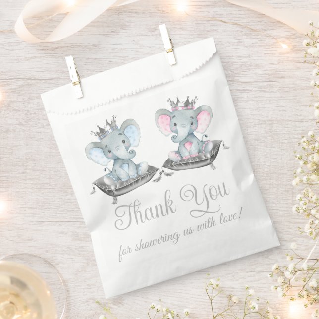 Elephant Gender Reveal Baby Shower Favour Bags (Clipped)