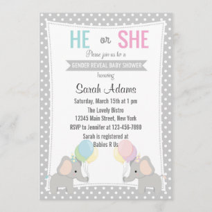 Elephant Gender Reveal Party Invitation