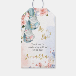 Elephant Gender Reveal Thank you Tag