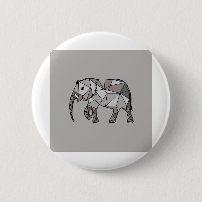 elephant geometric, bishop grey 2 6 cm round badge (Front)