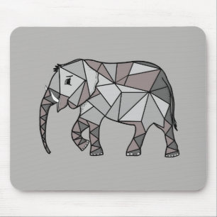 elephant geometric, bishop grey 2 mouse mat