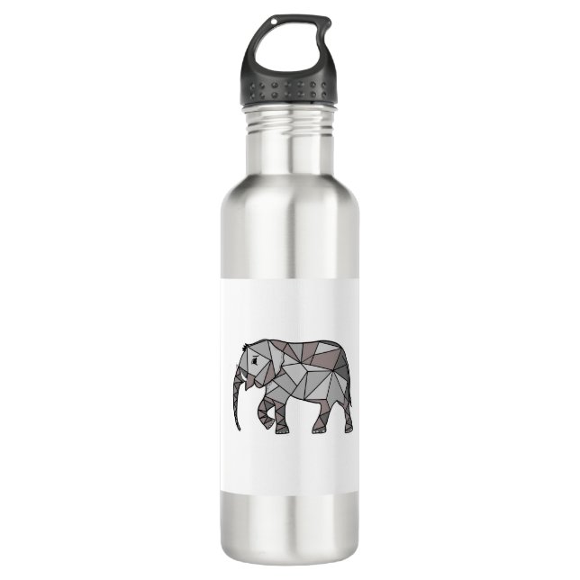 elephant geometric, bishop grey 710 ml water bottle (Front)