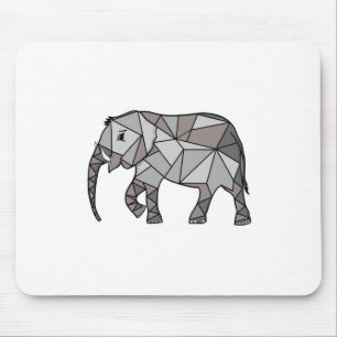 elephant geometric, bishop grey mouse mat