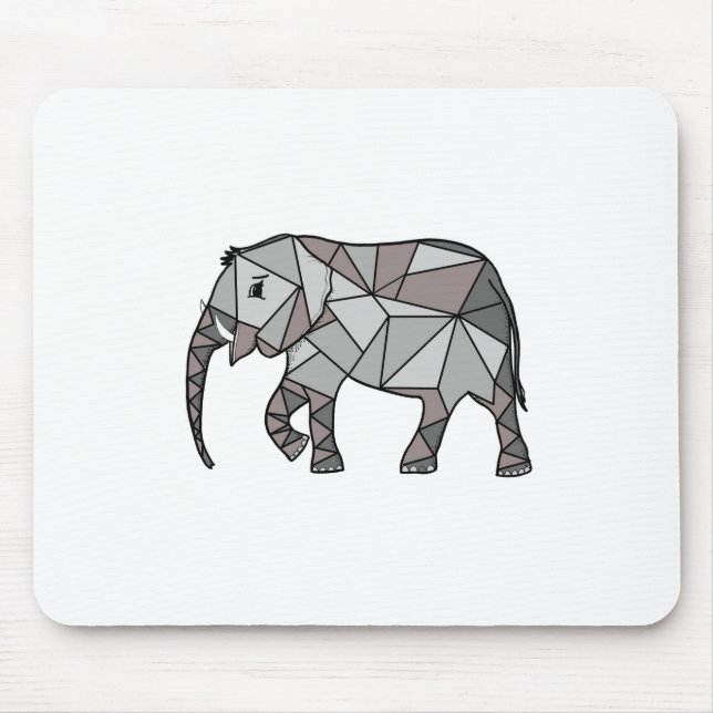 elephant geometric, bishop grey mouse mat (Front)