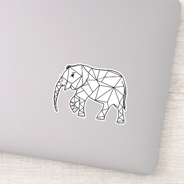 Elephant Geometric Simple Lines White And Black | (Detail)
