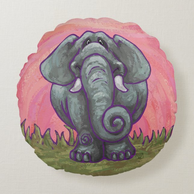 Elephant Gifts & Accessories Round Cushion (Front)