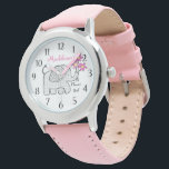 Elephant Gingham Flower Girl Watch<br><div class="desc">Cute gingham elephant with a bouquet of pink flowers for your sweet flower girl. This watch makes the perfect wedding thank you gift for a special little flower girl. Personalise with a name to make it extra special.</div>