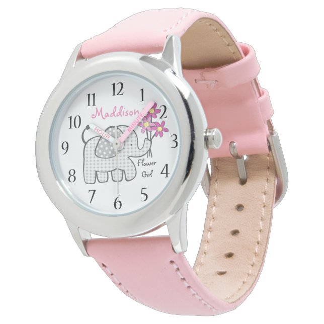 Elephant Gingham Flower Girl Watch (Angled)