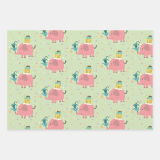 elephant giraf gift wrapping paper sheet
