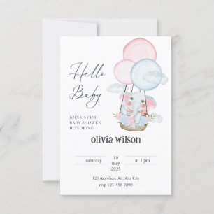 elephant giraffe baby design Invitation