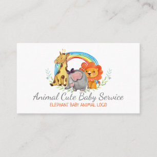 Elephant Giraffe Lion Wild Baby Daycare Nursery Business Card