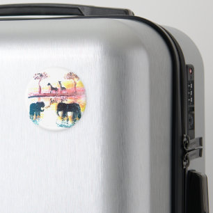 Elephant, Giraffe Safari Sunset Magnet