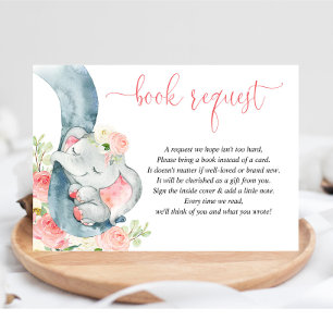 Elephant girl baby shower book instead of card