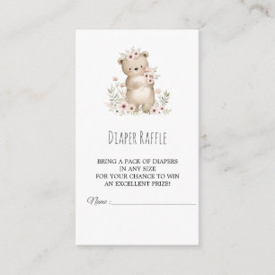 Elephant Girl Baby Shower Diaper Raffle Card