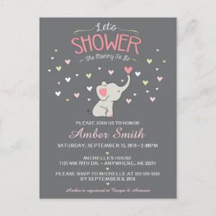 Elephant Girl Baby Shower Invitation