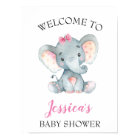 Elephant Girl Baby Shower | Welcome Sign Poster