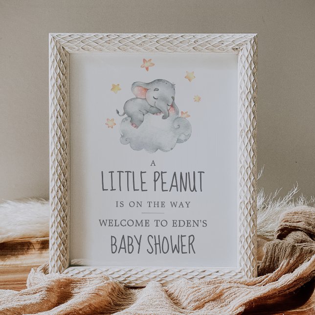 Elephant Girl Little Peanut Baby Shower Welcome Poster (Creator Uploaded)