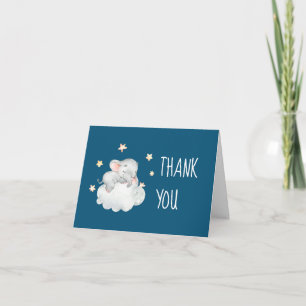 Elephant Girl Navy Baby Shower Thank You Card