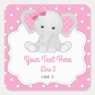 Elephant Girl Square Sticker Label