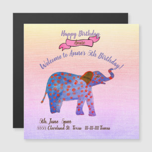 Elephant , Girl's Birthday Party Invitations