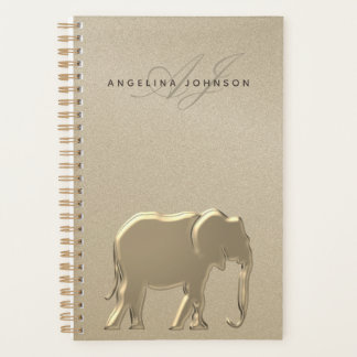 Elephant Gold Elegant Monogrammed Planner